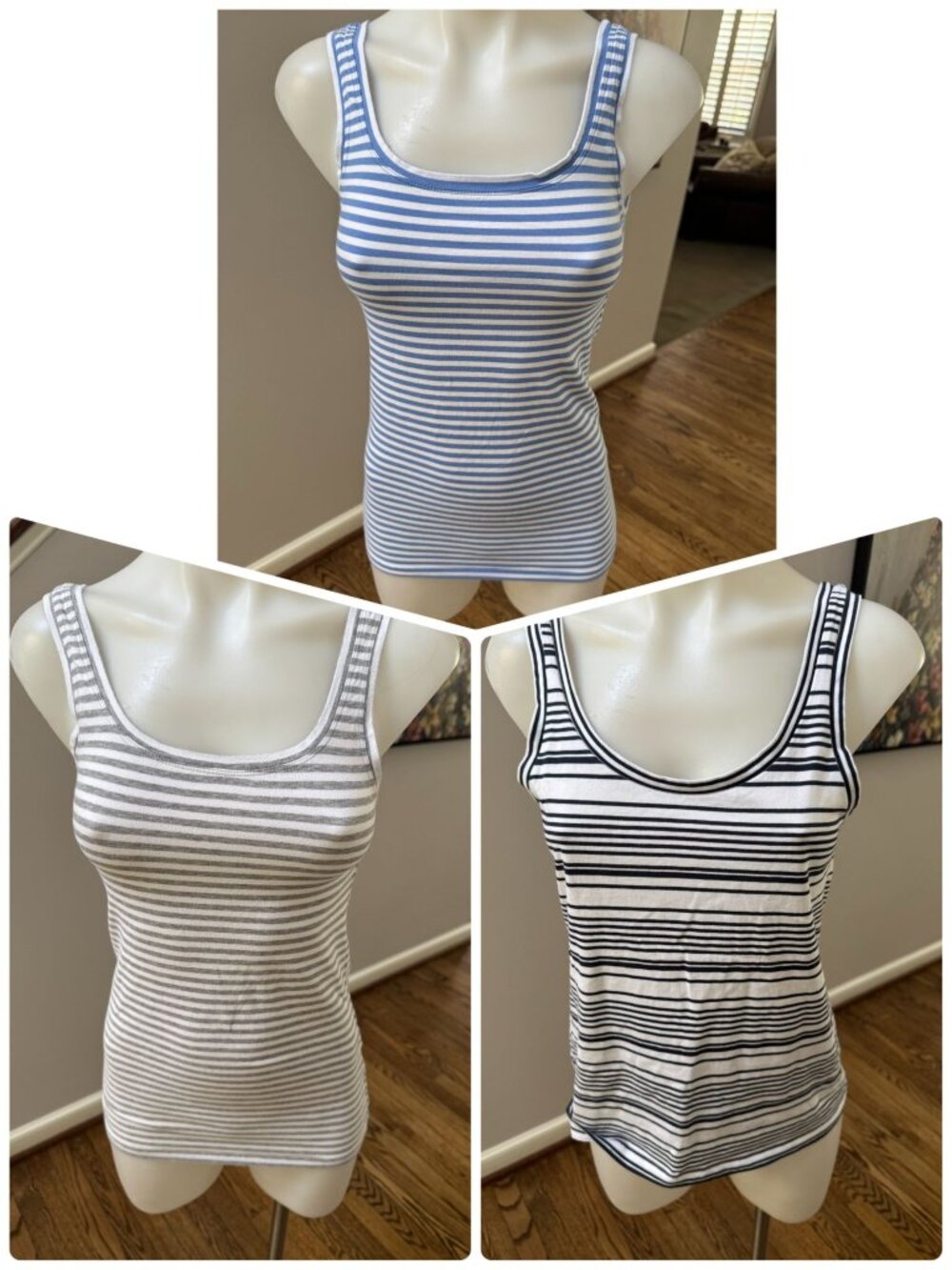 THEORY Size Medium Lot Bundle of 3 Striped Bram Cotton Tank Tops